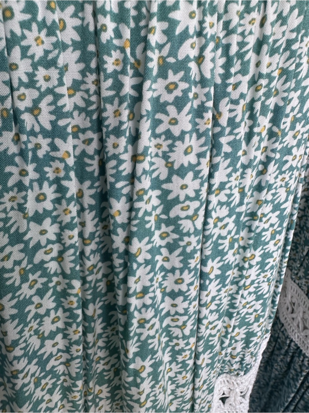 easel Teal Floral Maxi Dress with White Lace - Picture 4 of 4